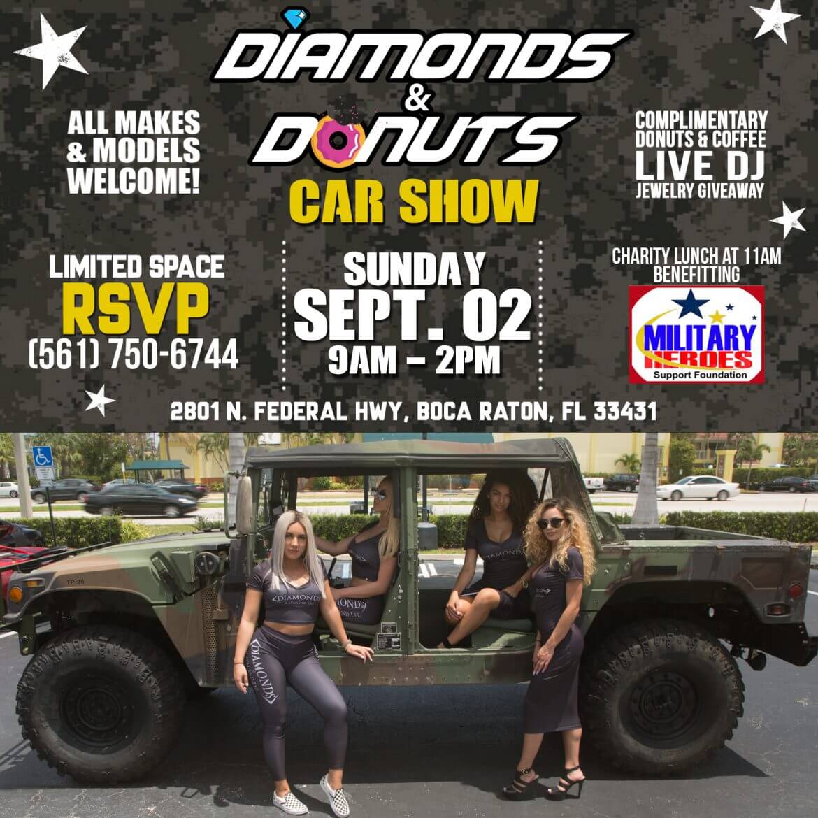 Diamonds and donuts boca car show event 