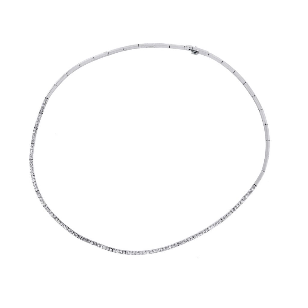 18k White Gold 1.95ctw Diamond Half Tennis Necklace