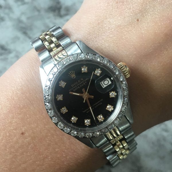 Rolex 6917 Datejust Two Tone Black Dial Ladies Watch
