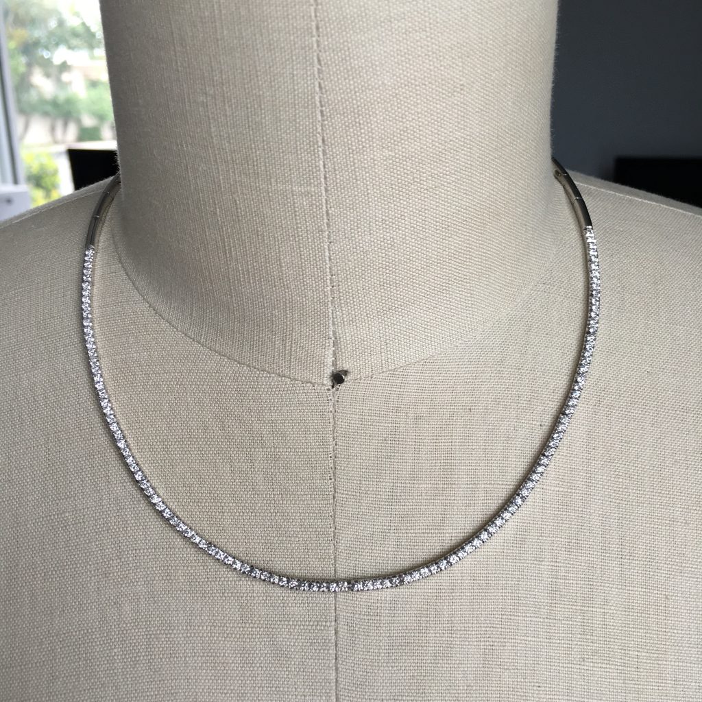18k White Gold 1.95ctw Diamond Half Tennis Necklace