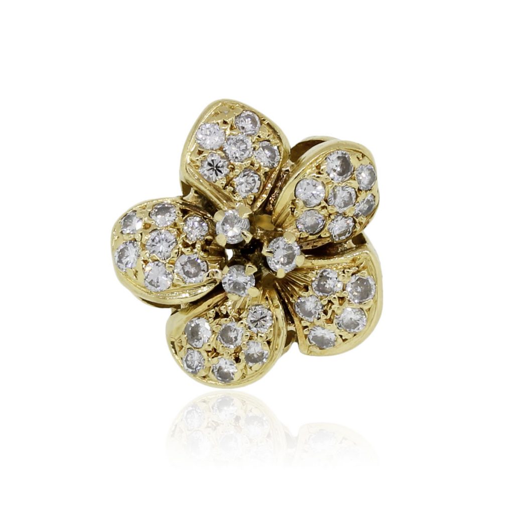 18k Yellow Gold 0.70ctw Diamond Floral Ring