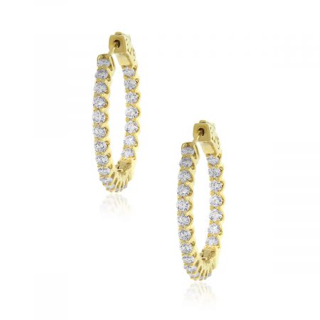 14k Yellow Gold 5.27ctw Diamond Inside Out Hoops
