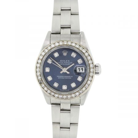 Rolex 79174 Datejust Diamond Bezel and Diamond Blue Dial Stainless Steel Watch