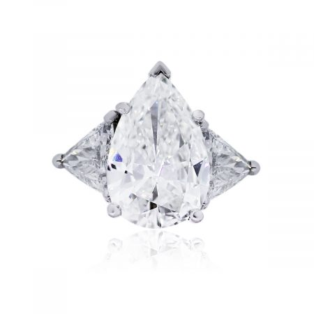 Platinum 6.19ct GIA Certified Pear Shape Diamond Engagement Ring