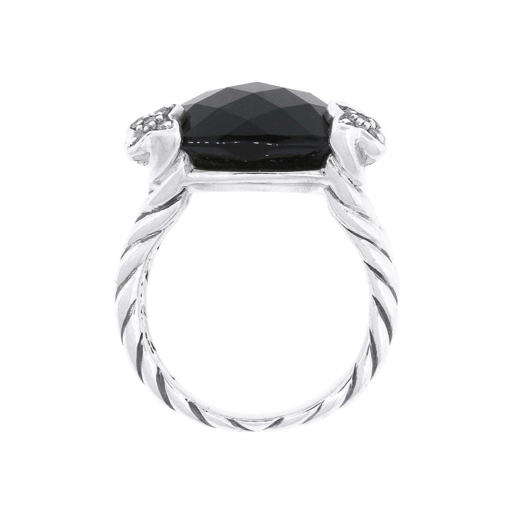 David Yurman Sterling Silver Onyx Chatelaine Ring