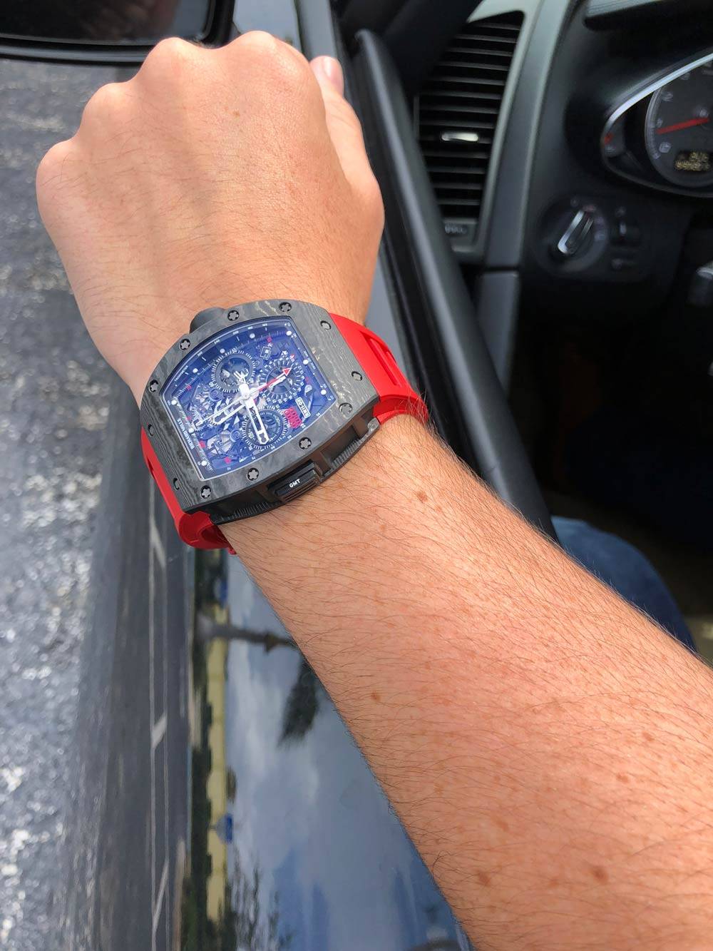 Richard mille watch online red strap