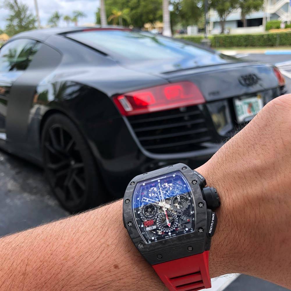 Red richard mille discount watch