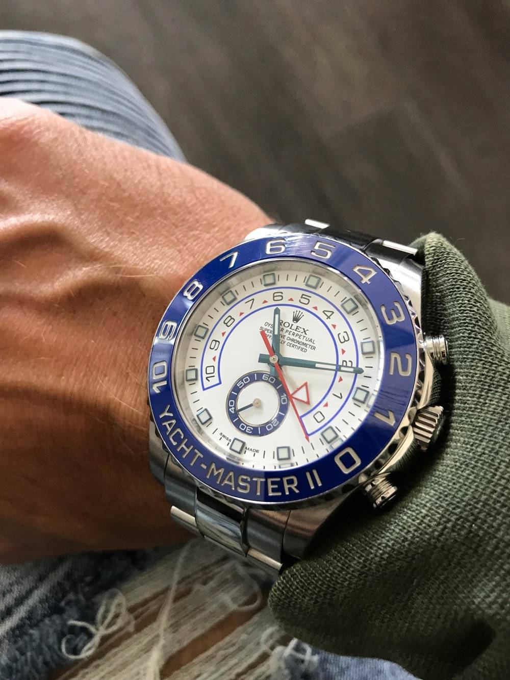 yacht master 2 on wrist