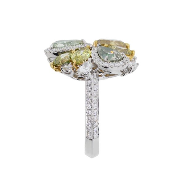 multi color diamond floral ring