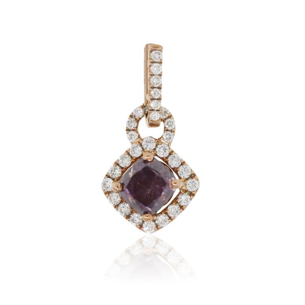 18k Rose Gold 0.83ct Fancy Pink Purple GIA Certified Diamond Pendant