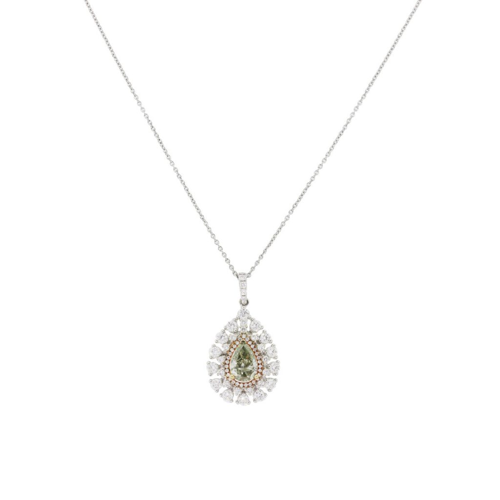 GIA certified pear shape diamond necklace
