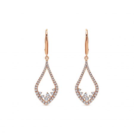 Gabriel & Co. 14k Rose Gold 0.75ctw Diamond Teardrop Shape Dangle Earrings