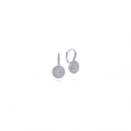 Gabriel & Co. 14k White Gold 0.77ctw Diamond Cluster Drop Earrings