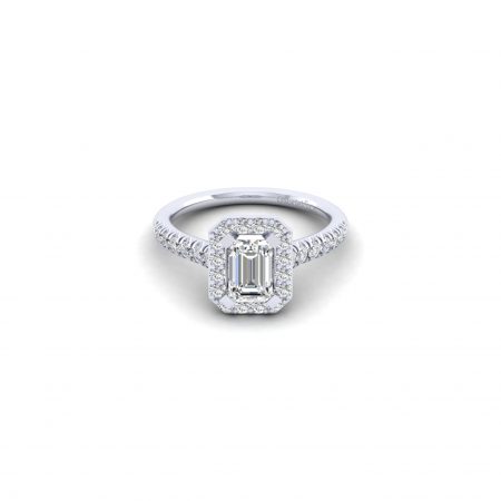Gabriel & Co. 14k White Gold 0.49ctw Diamond Emerald Shape Halo Engagement Ring