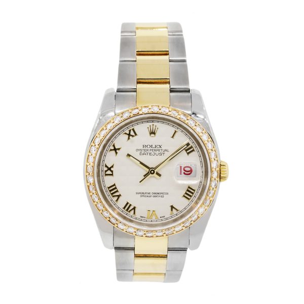 Rolex 116233 Datejust Two Tone White Dial & Diamond Bezel Watch