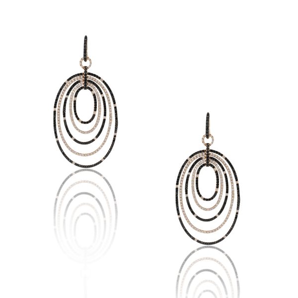 18k Rose Gold 4.92ctw Diamond Multi Oval Drop Hoop Earrings
