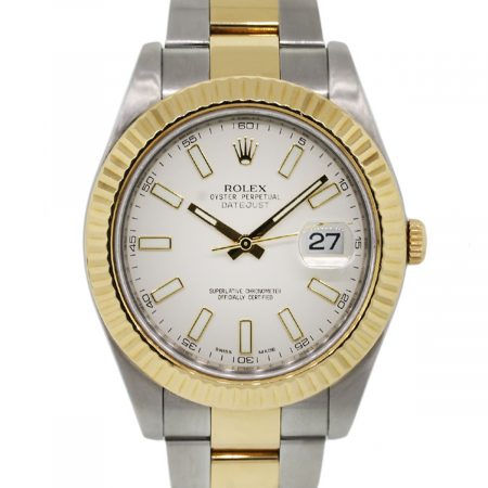 Rolex 116333 Datejust Two Tone White Dial Mens Watch