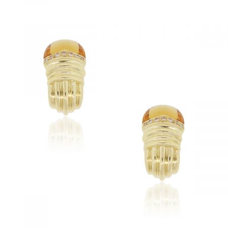18k Yellow Gold 0.50ctw Diamond and Citrine Earrings
