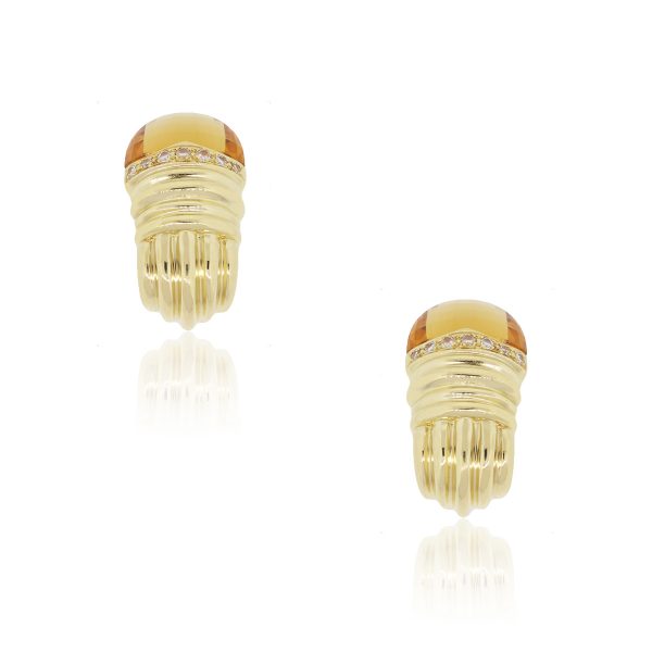 18k Yellow Gold 0.50ctw Diamond and Citrine Earrings