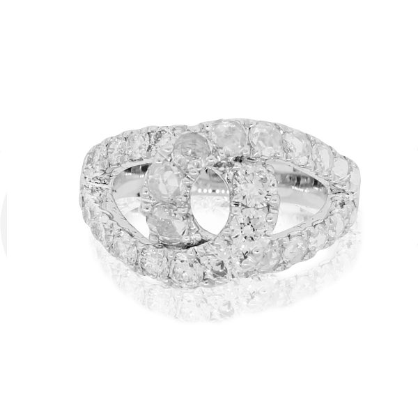 18k White Gold 2.05ctw Rose Cut Diamond Swirl Ring