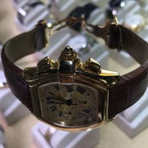 Gold Cartier Roadster chronograph, secondhand Cartier, Cartier watches Boca