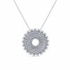 Gabriel 14k White Gold 2.01ctw Graduated Diamond Layered Ring Pendant Necklace
