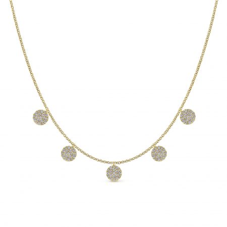 Gabriel & Co. 14k Yellow Gold 0.78ctw Diamond Circle Cluster Necklace
