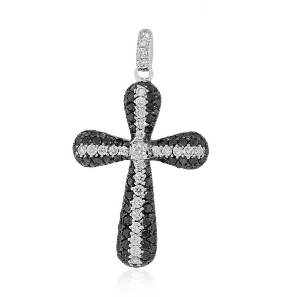 black and white diamond cross pendant