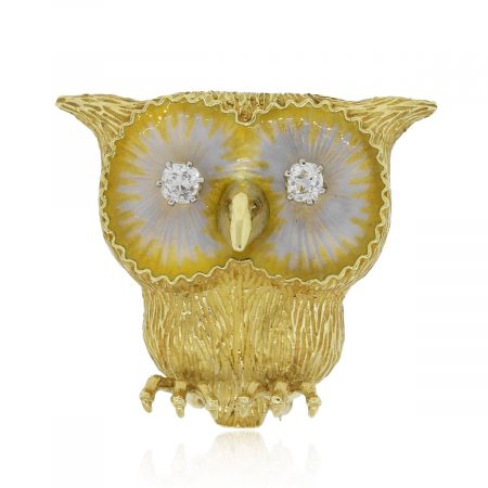 yellow gold owl pin