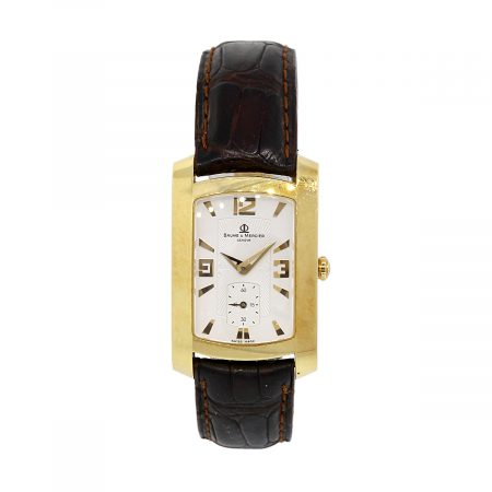 Baume & mercier MV045224 Hampton 18k Yellow Gold on Brown Leather Watch