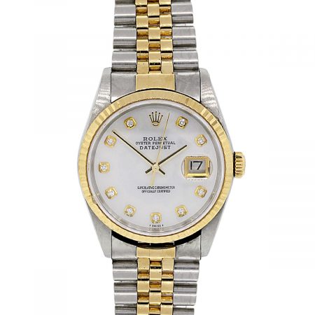 Rolex 16233 Datejust MOP Diamond Dial Two Tone Watch