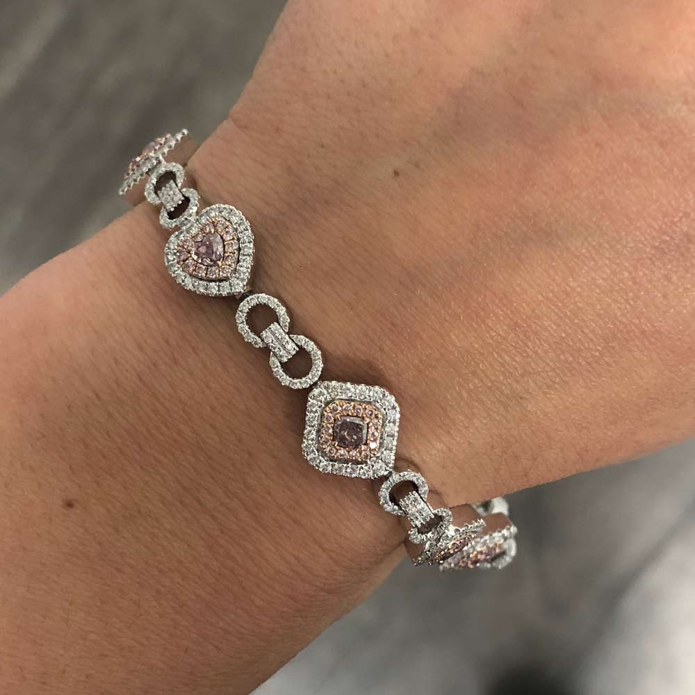 18k white gold bracelet with pink diamonds