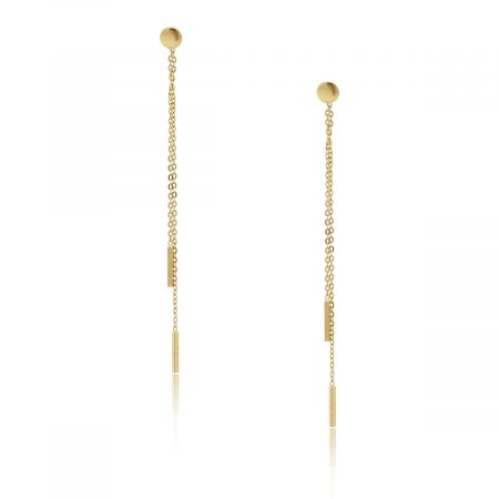 18k Yellow Gold Double Dangle Long Drop Earrings