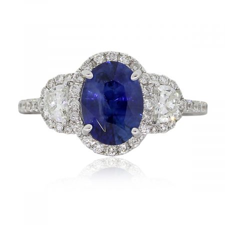 18k White Gold 1.95ct Oval Sapphire and 0.76ctw Diamond Ring