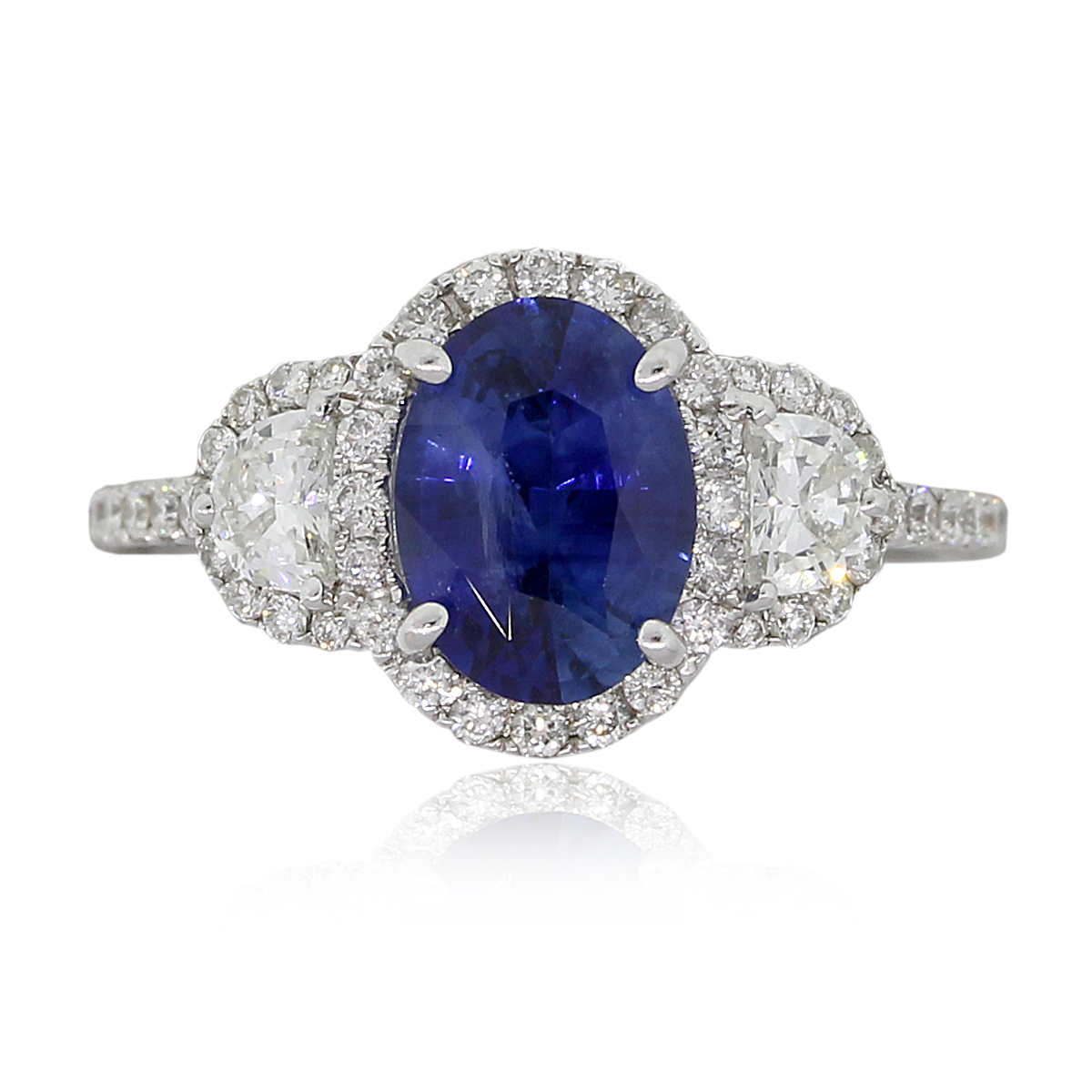 18k White Gold 1.95ct Oval Sapphire and 0.76ctw Diamond Ring