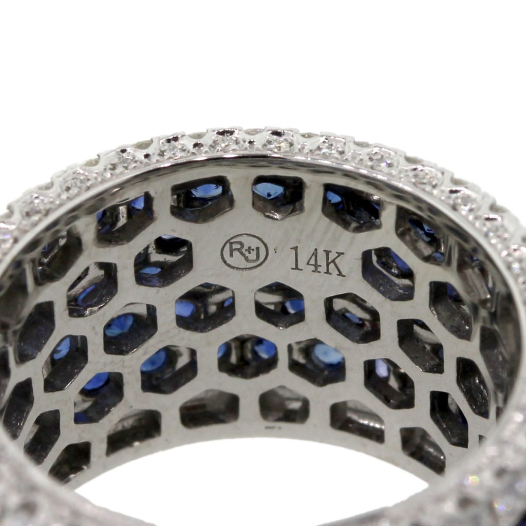white gold wide sapphire band
