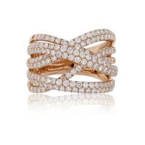 14k Rose Gold 1.98ctw Diamond Crossover Wide Ring