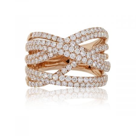 14k Rose Gold 1.98ctw Diamond Crossover Wide Ring