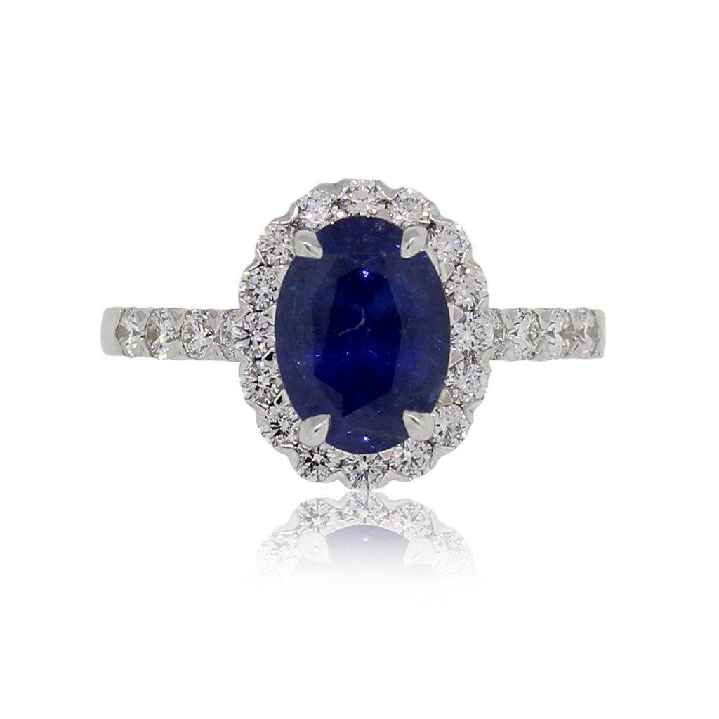 18k White Gold 2.48ct Oval Sapphire and 0.69ctw Diamond Ring