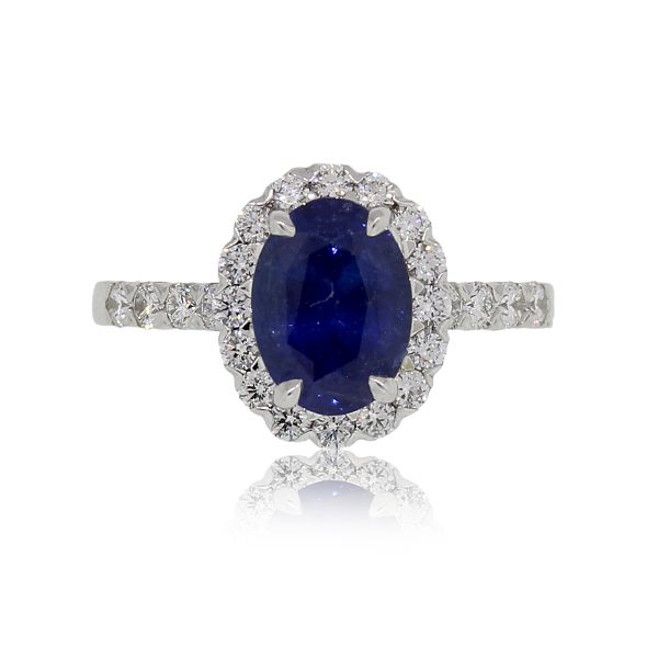 18k White Gold 2.48ct Oval Sapphire and 0.69ctw Diamond Ring