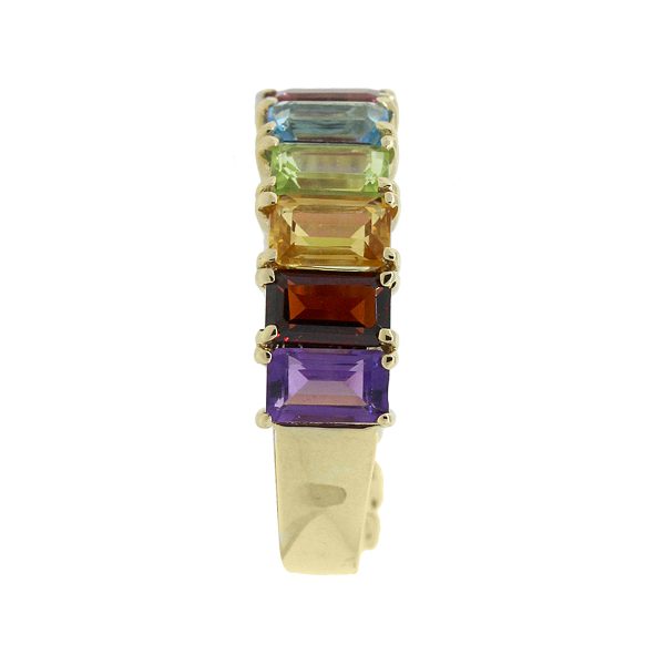 14k Yellow Gold 4.48ctw Multi Color Emerald Cut Gemstone Band
