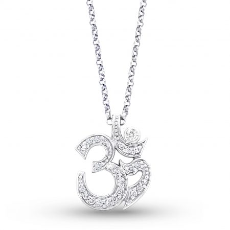 KC Designs 14k White Gold 0.25ctw Diamond Ohm Pendant Necklace