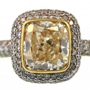 Fancy Yellow Cushion Cut, yellow diamond engagement ring, halo engagement ring