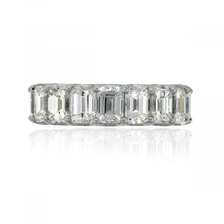 18k White Gold 5.32ctw Emerald Cut Diamond Wedding Band
