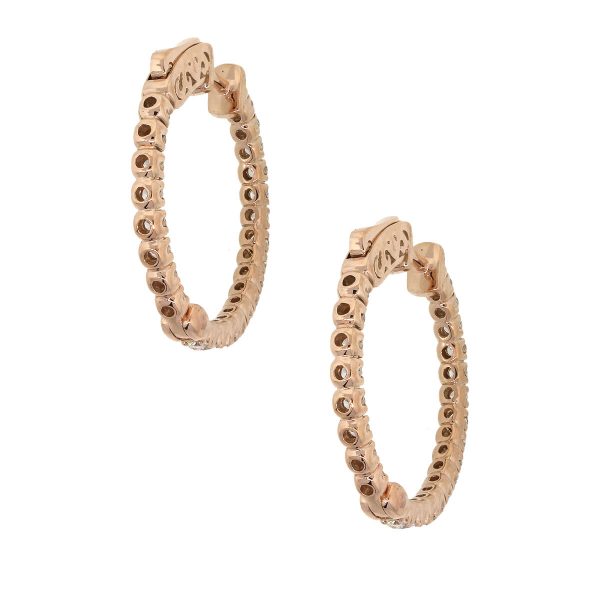 14k Rose Gold 1.19ctw Diamond Inside Out Hoops