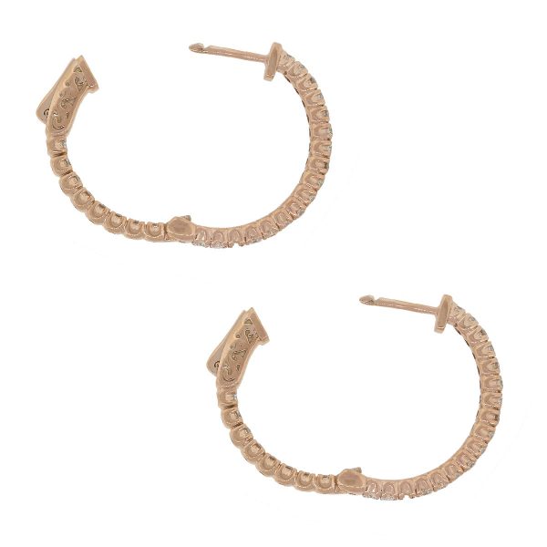 14k Rose Gold 1.19ctw Diamond Inside Out Hoops
