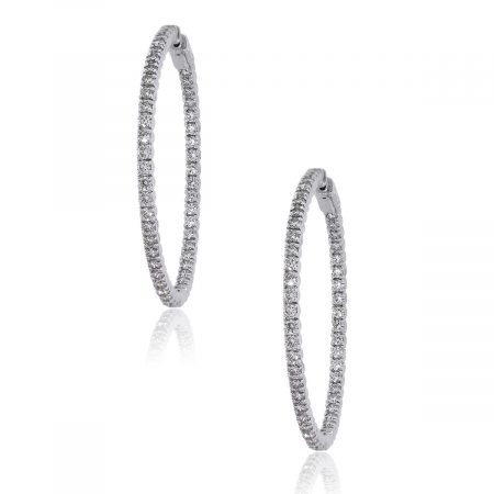 14k White Gold 4.59ctw Round Diamond Inside Out Hoops