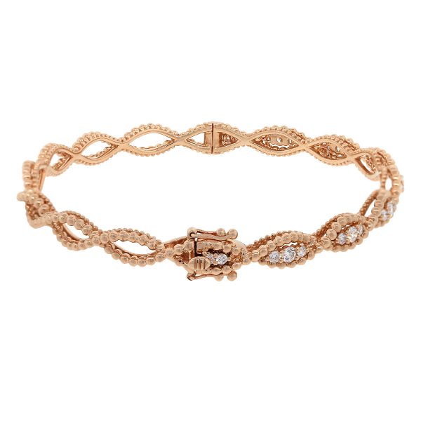 14k Rose Gold 0.95ctw Diamond Crossover Bangle