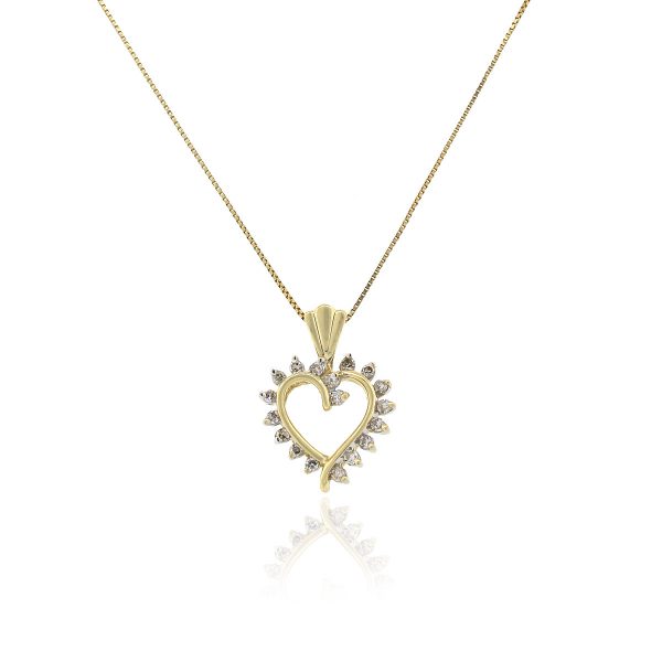 14k Yellow Gold 0.25ctw Diamond Boxed Heart Pendant on Chain