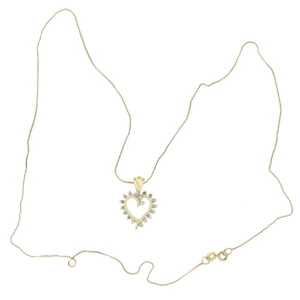 14k Yellow Gold 0.25ctw Diamond Boxed Heart Pendant on Chain